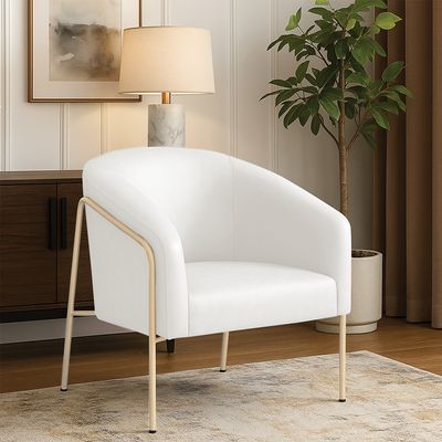 Poltrona Sala Industrial Alta Champanhe Stella Sintético PU Branco D03 - D'Rossi