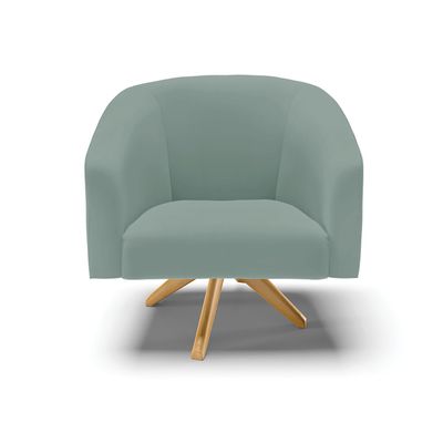 Poltrona Decorativa Kit 2 Stella Base de Madeira Giratória MA30 Veludo Cotelê Menta D03 - D'Rossi