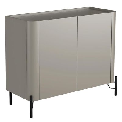 Aparador Buffet Para Sala de Jantar 2 Portas Pés Industrial Preto Naim I03 Grigio - Lyam Decor