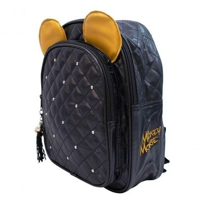 Mochila Preta Orelhas Mickey 26x30x10cm - Disney