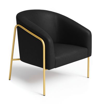 Poltrona Sala Industrial Alta Dourado Stella Sintético PU Preto D03 - D'Rossi