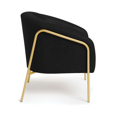 Poltrona Sala Industrial Alta Dourado Stella Sintético PU Preto D03 - D'Rossi