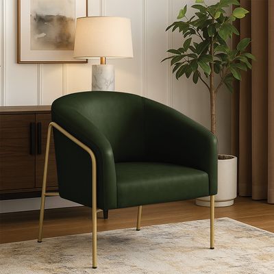 Poltrona Sala Industrial Alta Dourado Stella Sintético PU Verde D03 - D'Rossi