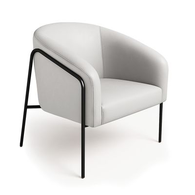 Poltrona Sala Decorativa Kit 2 Stella Base Alta Tubo Preto Sintético Cinza D03 - D'Rossi