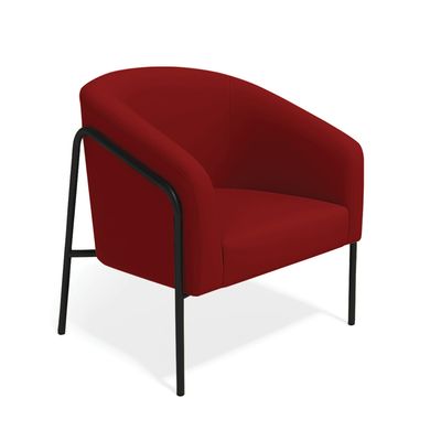 Poltrona Sala Decorativa Kit 2 Stella Base Alta Tubo Preto Veludo Marsala D03 - D'Rossi