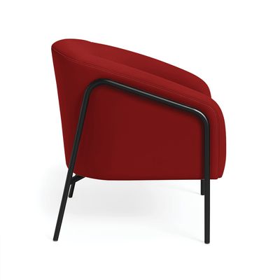 Poltrona Sala Decorativa Kit 2 Stella Base Alta Tubo Preto Veludo Marsala D03 - D'Rossi