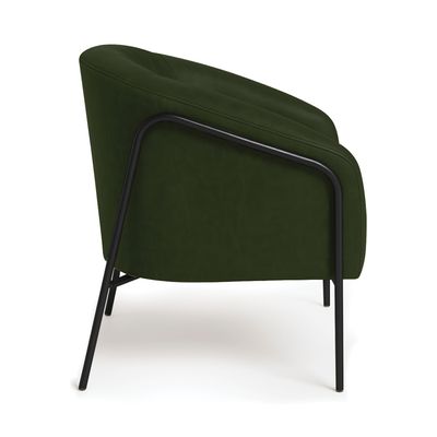 Poltrona Sala Decorativa Kit 2 Stella Base Alta Tubo Preto Sintético PU Verde D03 - D'Rossi