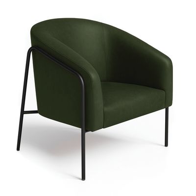 Poltrona Sala Decorativa Kit 2 Stella Base Alta Tubo Preto Sintético PU Verde D03 - D'Rossi