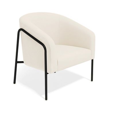 Poltrona Sala Decorativa Kit 2 Stella Base Alta Tubo Preto Veludo Cotelê Bege D03 - D'Rossi