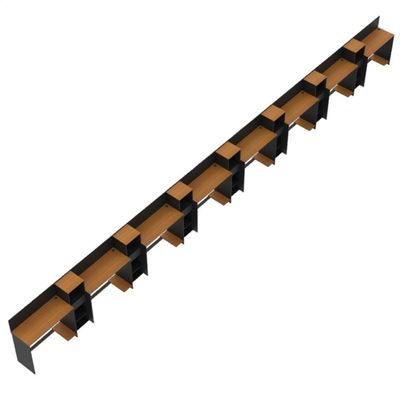 Conjunto De Escritório Tech 7 Livreiro E 8 Mesas 90cm - Vian - Preto E Cedro Preto E Cedro
