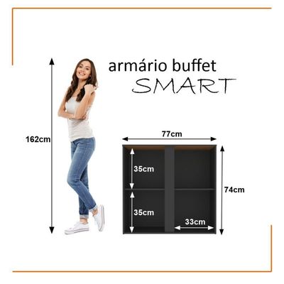 Conjunto De Escritório Tech 5 Livreiro 2 Buffet E 6 Mesas 90 - Preto E Cedro Preto E Cedro
