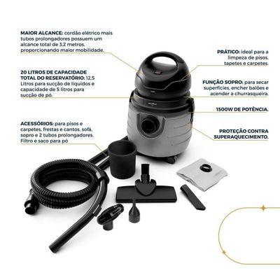 Aspirador De Pó Britânia 20L Função Sopro BAS87 110V