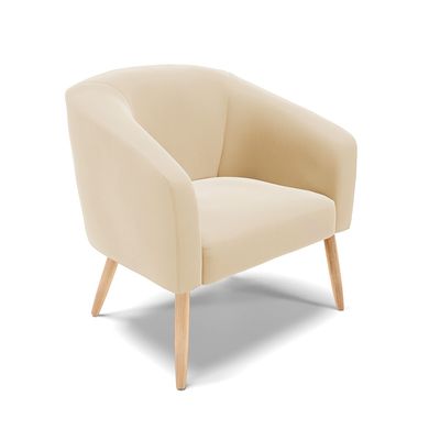 Poltrona Decorativa Pé Palito Natural Kit 2 Stella Suede Bege D03 - D'Rossi