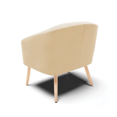 Poltrona Decorativa Pé Palito Natural Kit 2 Stella Suede Bege D03 - D'Rossi