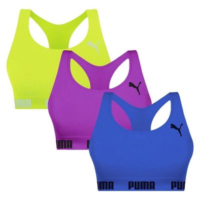 Kit 3 Tops Puma Nadador Sem Costura Feminino M / Verde/Azul