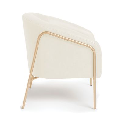 Poltrona Sala Decorativa Kit 2 Stella Base Alta Tubo Champanhe Sintético PU Bege D03 - D'Rossi