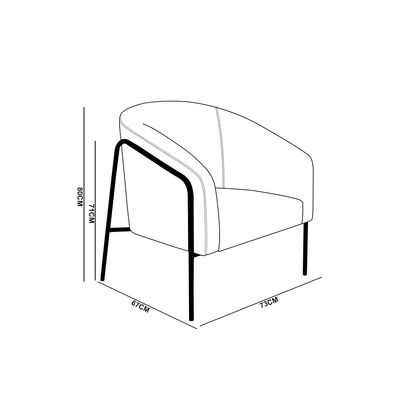 Poltrona Sala Decorativa Kit 2 Stella Base Alta Tubo Champanhe Sintético PU Bege D03 - D'Rossi