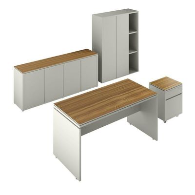 Conjunto De Escritório Office 4 Peças Mesa Gaveteiro Balcão - Fendi E Freijó Fendi E Freijó