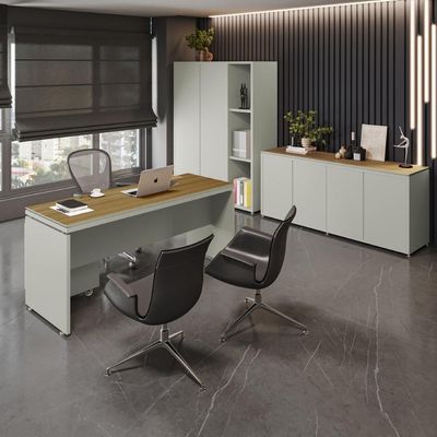 Conjunto De Escritório Office 4 Peças Mesa Gaveteiro Balcão - Fendi E Freijó Fendi E Freijó