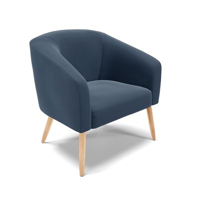 Poltrona Decorativa Pé Palito Natural Stella Suede Azul Marinho D03 - D'Rossi
