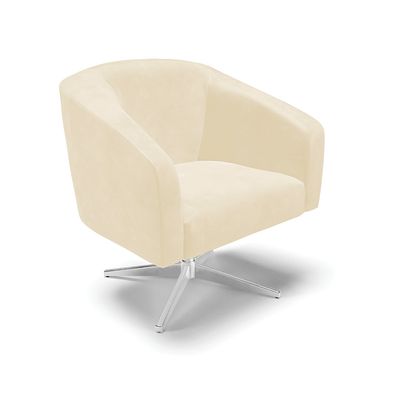 Poltrona Sala Decorativa Kit 2 Stella Giratória Cromada Sintético PU Bege D03 - D'Rossi