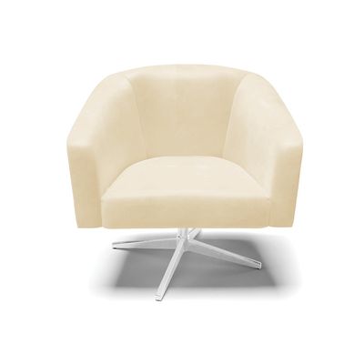 Poltrona Sala Decorativa Kit 2 Stella Giratória Cromada Sintético PU Bege D03 - D'Rossi