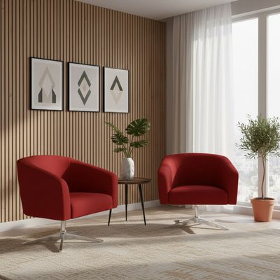 Poltrona Sala Decorativa Kit 2 Stella Base Giratória Cromada Veludo Mostarda D03 - D'Rossi