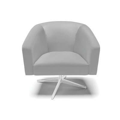 Poltrona Sala Decorativa Kit 2 Stella Base Giratória Cromada Sintético Cinza D03 - D'Rossi
