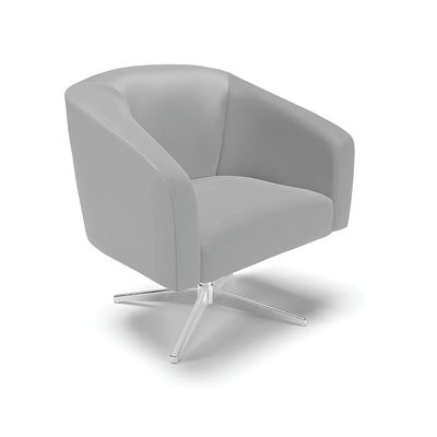 Poltrona Sala Decorativa Kit 2 Stella Base Giratória Cromada Sintético Cinza D03 - D'Rossi