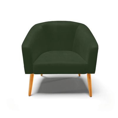 Poltrona Sala Decorativa Kit 2 Stella Pé Palito Castanho Sintético PU Verde D03 - D'Rossi