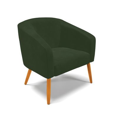 Poltrona Sala Decorativa Kit 2 Stella Pé Palito Castanho Sintético PU Verde D03 - D'Rossi