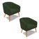 Poltrona Sala Decorativa Kit 2 Stella Pé Palito Castanho Sintético PU Verde D03 - D'Rossi