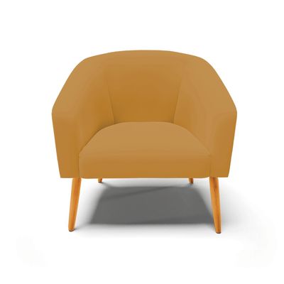 Poltrona Sala Decorativa Kit 2 Stella Pé Palito Castanho Veludo Mostarda D03 - D'Rossi
