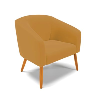 Poltrona Sala Decorativa Kit 2 Stella Pé Palito Castanho Veludo Mostarda D03 - D'Rossi