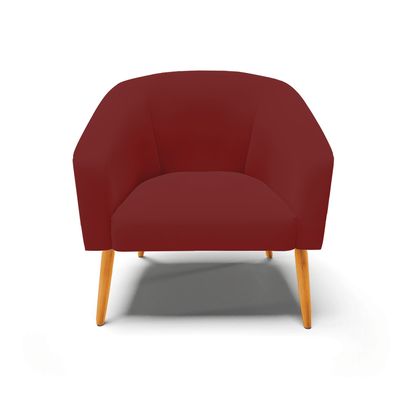 Poltrona Sala Decorativa Kit 2 Stella Pé Palito Castanho Veludo Marsala D03 - D'Rossi