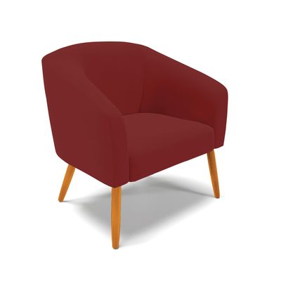 Poltrona Sala Decorativa Kit 2 Stella Pé Palito Castanho Veludo Marsala D03 - D'Rossi