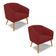 Poltrona Sala Decorativa Kit 2 Stella Pé Palito Castanho Veludo Marsala D03 - D'Rossi