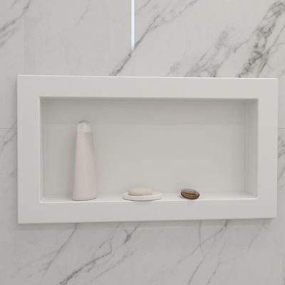Nicho Para Banheiro Em Mármore Sintético Lizi 35x64cm