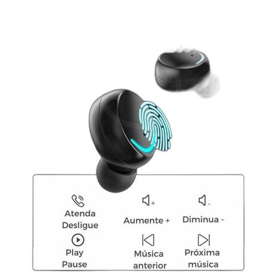 Fone Bluetooth M10 Sem Fio Display Powerbank Fone Preto