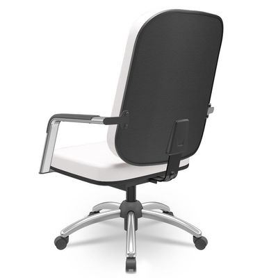 Cadeira De Escritório Giratória Com Braço Cromada Magno P03 Vinil Branco - Lyam Decor