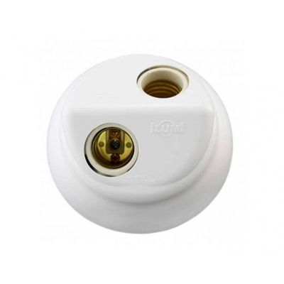 Plafon Ilumi Branco Borne Porc 100W 2 Lamp 18092