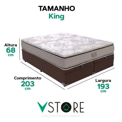 Cama Box Baú King E Colchão Four Season Molas V-store Marrom