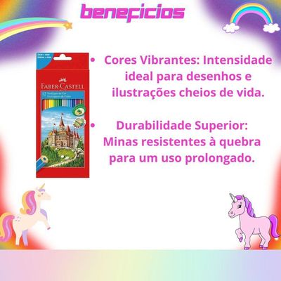 Kit Escolar Infantil Lápis De Cor + Canetinha Hidrográfica 12 Cores Faber-castell