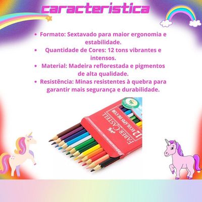 Kit Escolar Infantil Lápis De Cor + Canetinha Hidrográfica 12 Cores Faber-castell