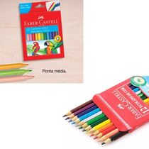 Kit Escolar Infantil Lápis De Cor + Canetinha Hidrográfica 12 Cores Faber-castell