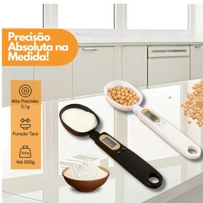 Colher Balanca Dosadora Multifuncional Medidor Automatico Alimentos 500gr Lcd Dieta Precisao 500 Gramas Eletronico