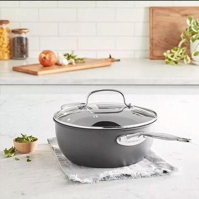 PANELA CUISINART CHEF'S CLASSIC ANODIZADA COM ALÇA AUXILIAR E TAMPA 6354-24H