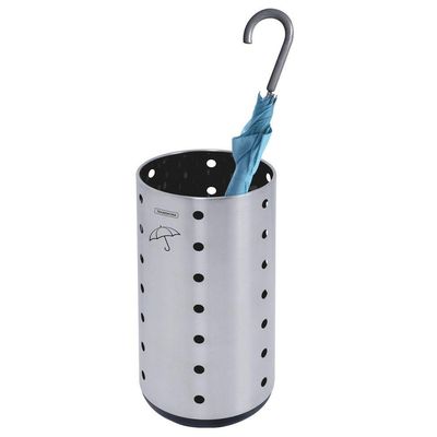 Porta Guarda-Chuva Tramontina Cápsula Dry em Aço Inox com Acabamento Scotch Brite e Base em Polipropileno 15 L