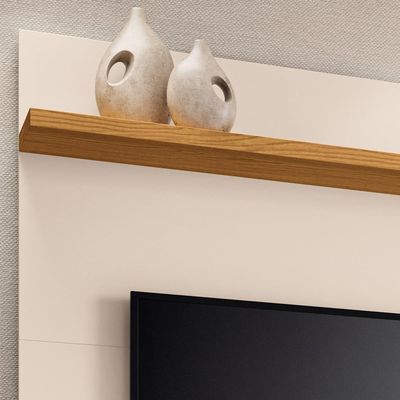 Painel Para TV 55 Pol com Bancada Suspensa Lake B01 Cinamomo Off White - Lyam Decor