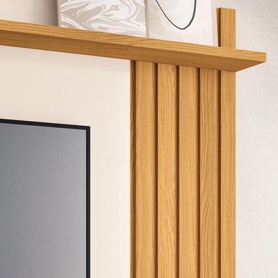 Painel Para TV 55 Pol com Bancada Suspensa Lake B01 Cinamomo Off White - Lyam Decor